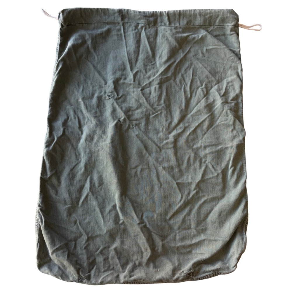 Vintage Military Style Olive Drab Cotton Canvas Drawstring Laundry Bag 20x29